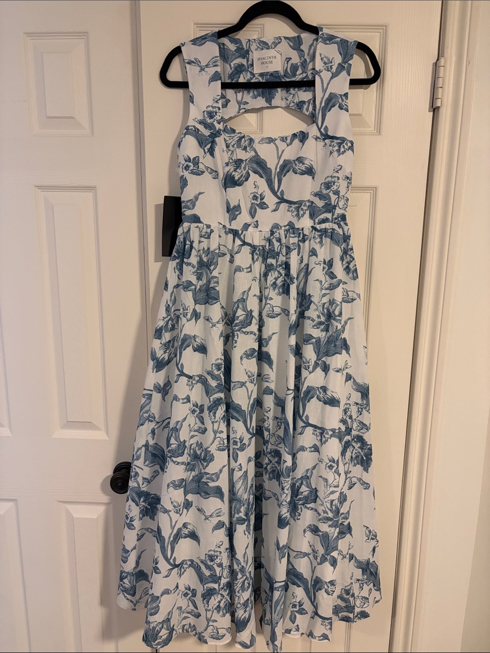 Hyacinth House White and Blue Floral Cutout Sundress